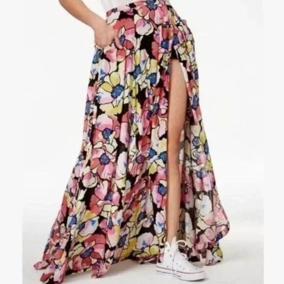 NWT Free People Maxi Skirt Side Slit Flowy Size 8 - Picture 2 of 11